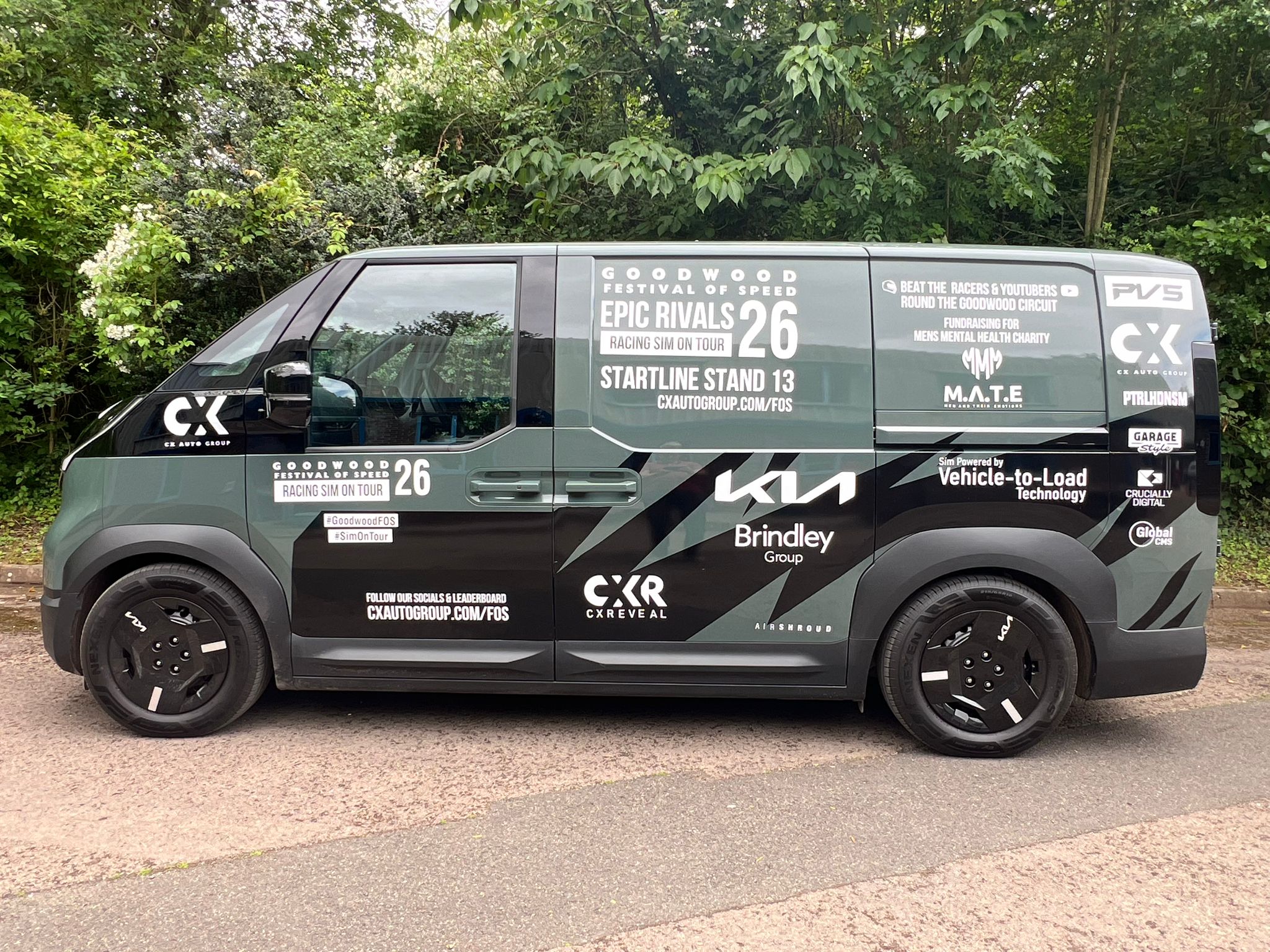 Brindley Kia helps build racing simulator powered and transported by all-electric Kia PV5 Cargo